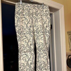 Chico’s Green and White Paisley Pants Pull On Pants